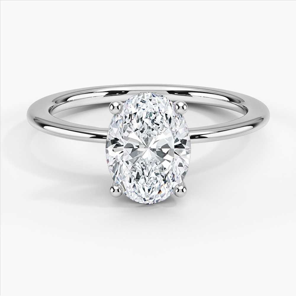 IGI 1.20CT Oval Cut Lab Created Diamond Ultra Thin Engagement Ring 14k WhiteGold